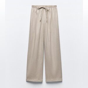 New Zara Textured Straight Leg Pants - Beige - size Small